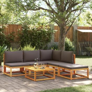 Canapé de jardin 6 pcs en bois d'acacia avec coussins