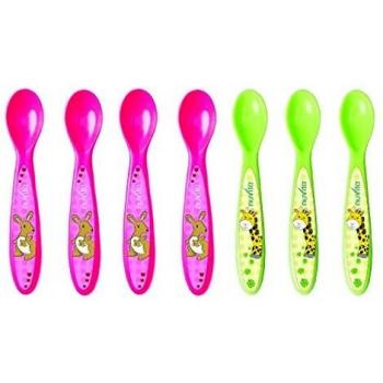 Cucchiai Nuvita, set di 7 pezzi, colori rosa e verde