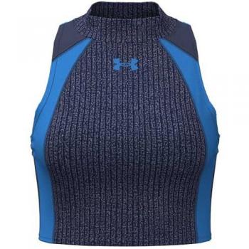 UA Hg Rib Women's Blue Tee, No-Sleeve, S Size