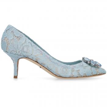 Dolce & Gabbana Women's Bellucci Lace Heels Light Blue Size 37.5