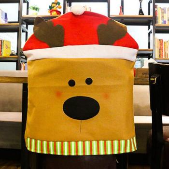 Couvre-chaise de Noël Mr & Mrs Père Noël avec chapeau rouge