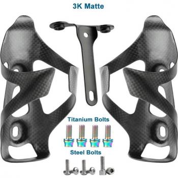 Portabotellas Deemount de carbono 3K, 25g, mate, para ciclistas, incluye pernos de titanio opcionales