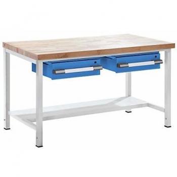 EUROKRAFT établi avec tiroirs 1500 mm réglable en hauteur gris/bleu