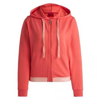 HUGO Casual Sweatjacke mit Reißverschluss, Pastellrot, Größe S, Damen