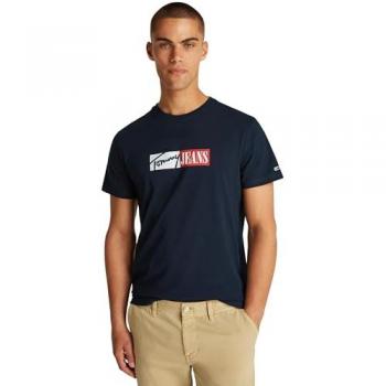 T-Shirt TOMMY JEANS TJM SLIM ENTRY GRAPHIC TEE EXT, Herren, Gr. XXL, blau (schwarz night navy)