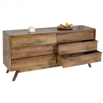 HWC‑L96 Sideboard mit 6 Schubladen – Mango Massivholz, 72x150x42 cm