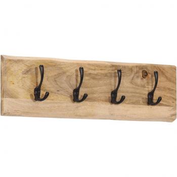 Appendiabiti da Parete con 4 Ganci in Legno Massello di Mango Vidaxl 74241