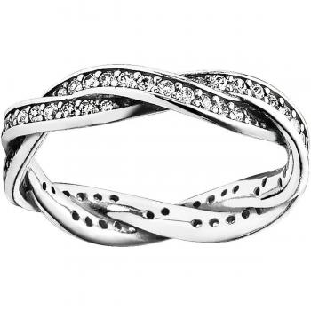 Anillo de Plata Pandora Trenzado Reluciente con 50 Zirconias Cúbicas