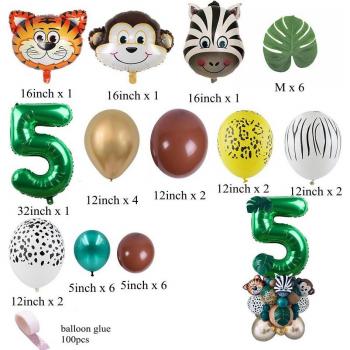 Set Ballons Jungle Verte 35 Pcs Anniversaire