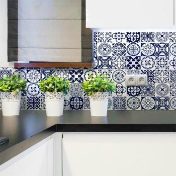 Baldosas Decorativas Azul: 16 Stickers Adhesivos