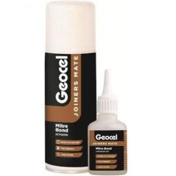 Geocel Joiners Mate Mitre Bond Activator and Adhesive Kit, 50g Adhesive with 200ml Aerosol Activator, Box of 6