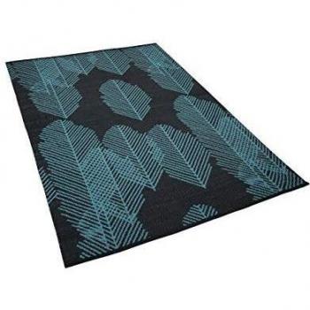 Beliani Mezra Blattdesign: Dunkelgrauer Handgewebter Teppich 140 × 200 cm