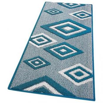 Tapis de cuisine Emmevi Losanges 3D, bord doux, couleur bleu – 57×230 cm