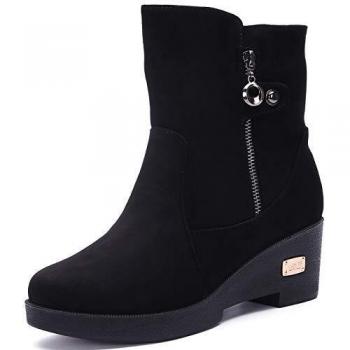 Stivali per neve donna, design moda, calore garantito, nero
