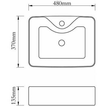 Lavabo Cuadrado de Baño Cerámico Blanco con Agujero para Grifo