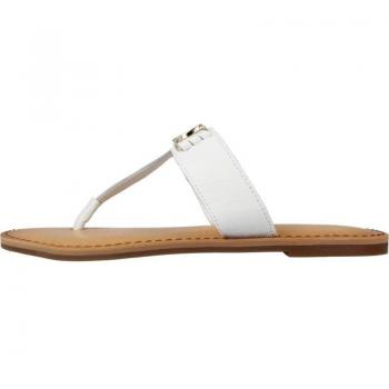Tommy Hilfiger Sandalia Negra y Beige TH Hardware Flat Leather