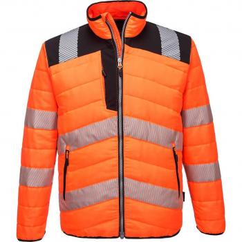Krähe Portwest PW3 Herren Steppjacke, Warnschutz, orange schwarz, 2XL