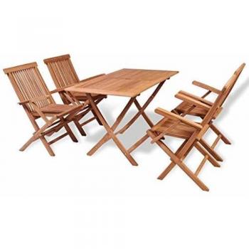 VidaXL Set da Pranzo Esterno 5 pz in Legno di Teak
