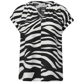 S.Oliver Damen Blusenshirt aus Viskose, Kurzarm, drapiert/raffiniert, Schwarz, Größe 36