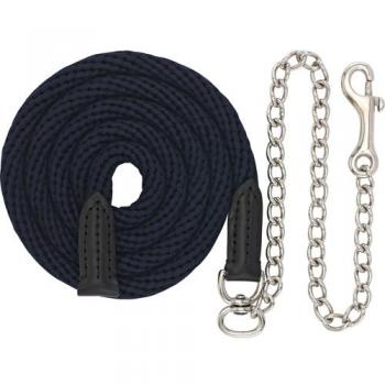 Longe Horse Guard en cuir marron avec chaîne, 2,5 m