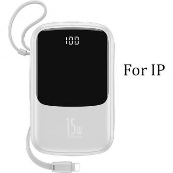 Baseus 10000mAh externe Batterie mit integriertem Kabel für iPhone, Xiaomi, Samsung und Huawei