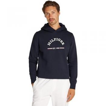 Tommy Hilfiger Kapuzensweatshirt ROUNDALL HOODY kontrastfarbener Markenprint