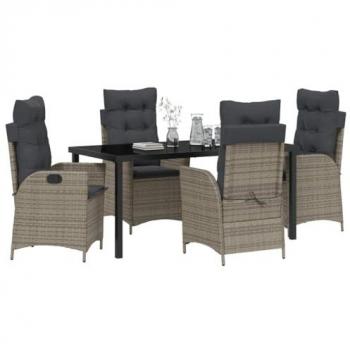 Ensemble de Salle à Manger de Jardin 5 Pcs en Polyrotin Gris