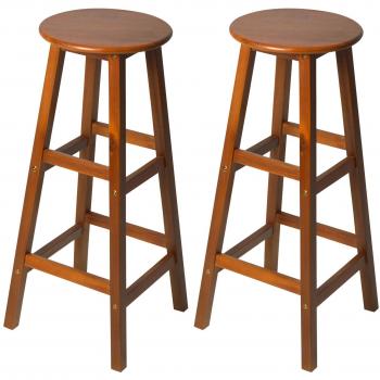 Homcom 2x Acacia Hardwood Bar Stools for Kitchen/Café