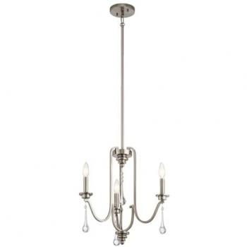 Klassischer Kristall-Kronleuchter Zinn E14 3-flammig verstellbar 45,7 cm breit max. 150,5 cm hoch