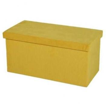Banc de Rangement Pliable Kube en Velours Côtelé Jaune