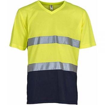 YOKO Herren Warnschutz T-Shirt V-Neck Hi-Vis
