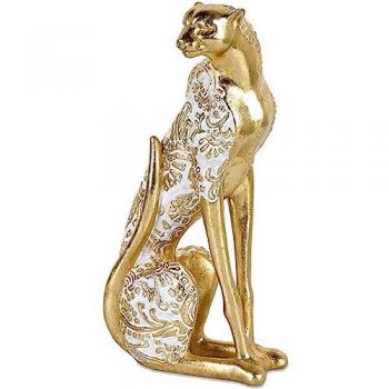 Pantera Resina Dorada 26cm – Elegancia que Observa el Retorno