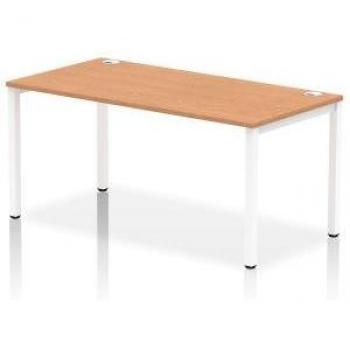 Impulse Single Row Bench Desk W1600 x D800 x H730mm Oak Finish White