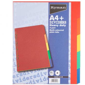Ryman UltraWide A4 Color Dividers – 5 Count