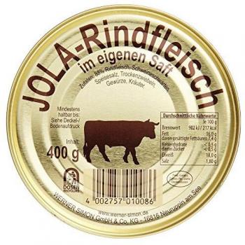 Dreistern-Rindfleisch im eigenen Saft mit Schweineschwarten 6 x 400g-Dosen