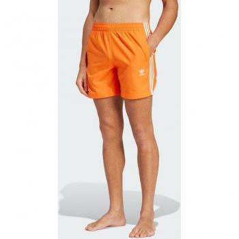 Adidas Men’s Adicolor 3‑Stripe Orange Recycled Fabric Swim Shorts – XL
