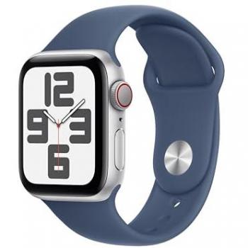 Apple Watch SE GPS + Cellular 40mm Boîtier Argent Aluminium et Bracelet Denim Sport S/M