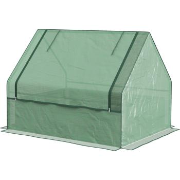 Serre Miniature Outsunny en Châssis Froid, Bac Galvanisé, Portes Roulantes, 125 × 95 × 92 cm, Vert