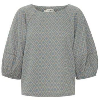 ICHI Damen Kurzarmbluse IHPRIYA TO2 in Blau Mirage