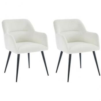 Chaises HEKA avec accoudoirs en tissu bouclette et métal noir