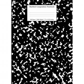 Marbled Composition Notebook: Black Marble Wide Ruled Paper Hardcover Subject Book