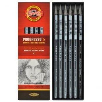 Koh-I-Noor 8915 Progresso Water-Soluble Pencil Set (6 Pieces)