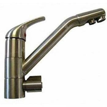 Robinet de cuisine mitigeur 3 voies en acier inoxydable brossé