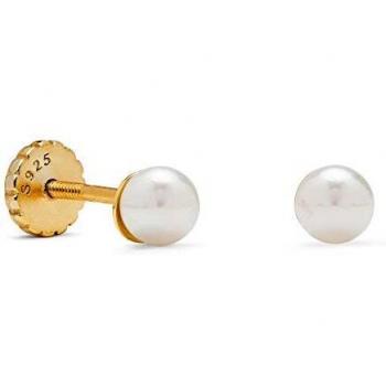 Pendientes Luxenter con cierre de rosca danlug de plata 925 y perla blanca