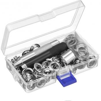 100 Piece Metal Brass Eyelet Set with Punch Tool
