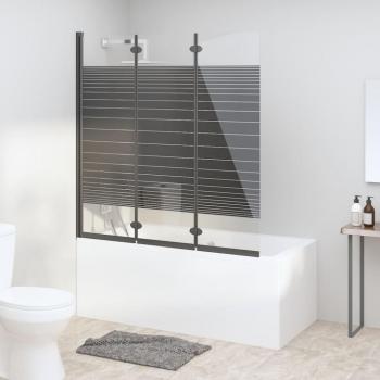 Vidaxl Folding Shower Enclosure, Three Panels, 130x130 cm, ESG Tempered Safety Glass, Finished in Black