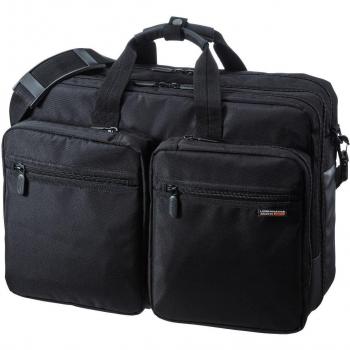 Sanwa 3WAY Office Tote – Extra Gusset, Spacious, Water‑Resistant, Lightweight, 16″ Wide, Black