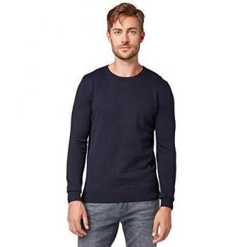 Tom Tailor Herren Rundhalspullover 100% Baumwolle bordeaux meliert