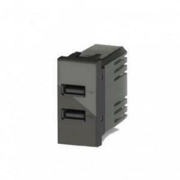 4Box Presa USB con Connettore Tipo C e Tipo A 2.4A per BTicino Livinglight Antracite 4B.L.USB.24