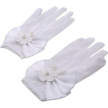 Mädchenhandschuhe mit Faux Perlen und Spitze